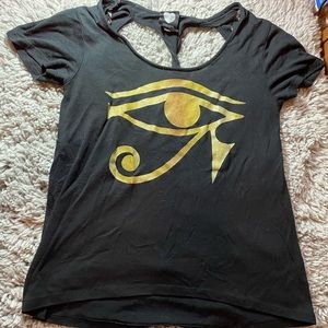 Black/gold Eye of Horus shirt w/ cut out back